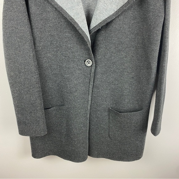CATHERINE Malandrino Charcoal Grey Knit One Button Blazer Cardigan Large - Picture 4 of 11
